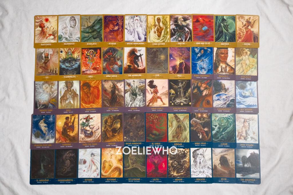 Full card deck overview - The Women of Myth Oracle Deck